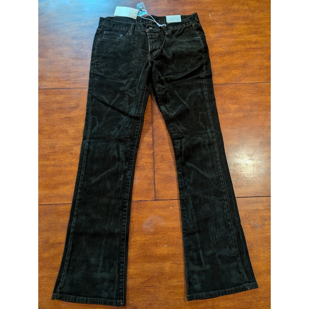 MNML B577 Brazilian Denim Brown Suede Flare Button Fly Jeans Mens 31 M2023-D198